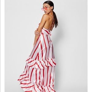 Stripe satin ruffle maxi dress 💕💕💕